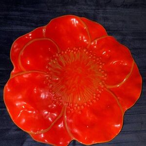 Vibrant Red Floral Plate